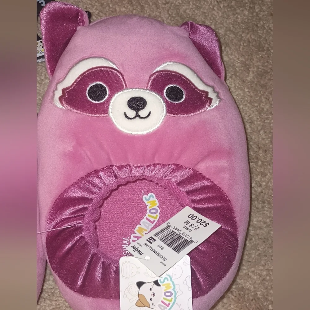 Kids Squishmallows Raccoon Pink‎ Slippers Girls 2/3 M
